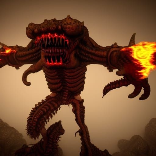 Cacodemon from Doom Eternal in Eldritch Style