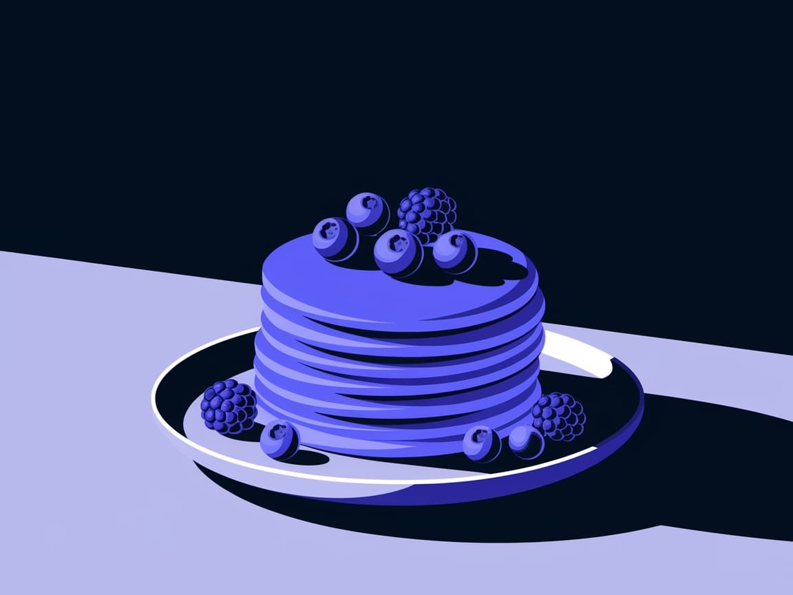 Vibrant Blue Pancakes with Berries on Dark Background
