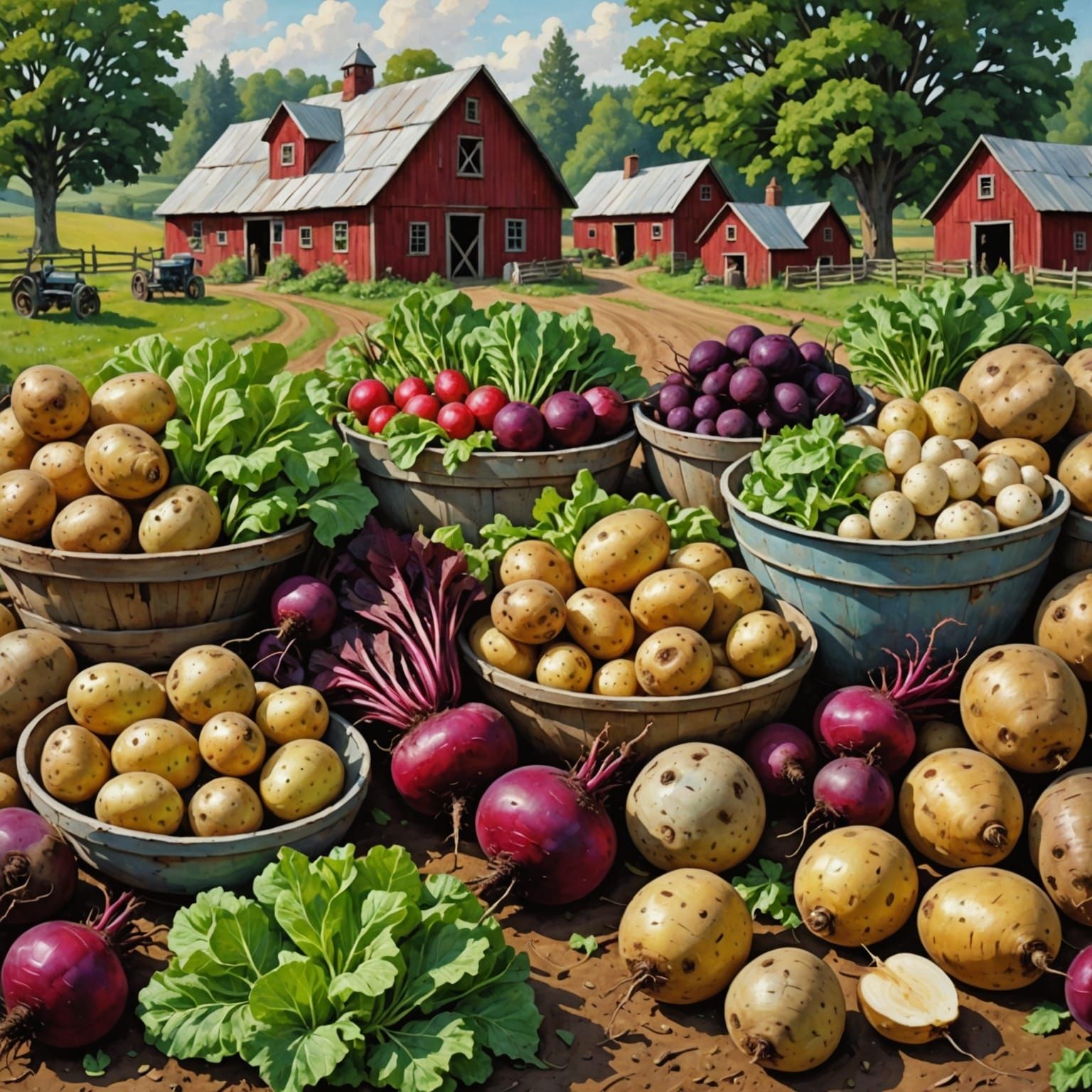 Whimsical Farmstead with Iridescent Produce