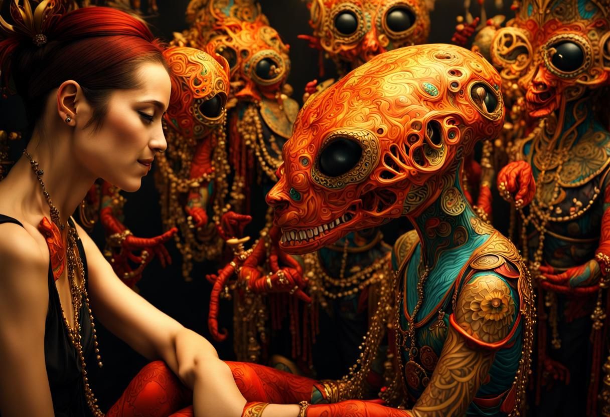 Beautiful Aliens in Exotic Clothing: Hyperrealistic 8k Resol...