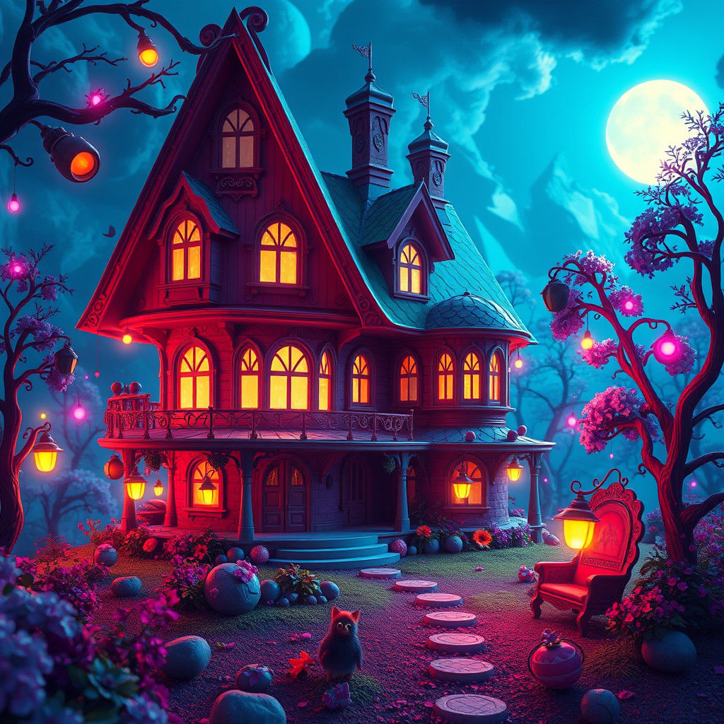 Dreamlike Gabby's Dollhouse in Matte Painting Style