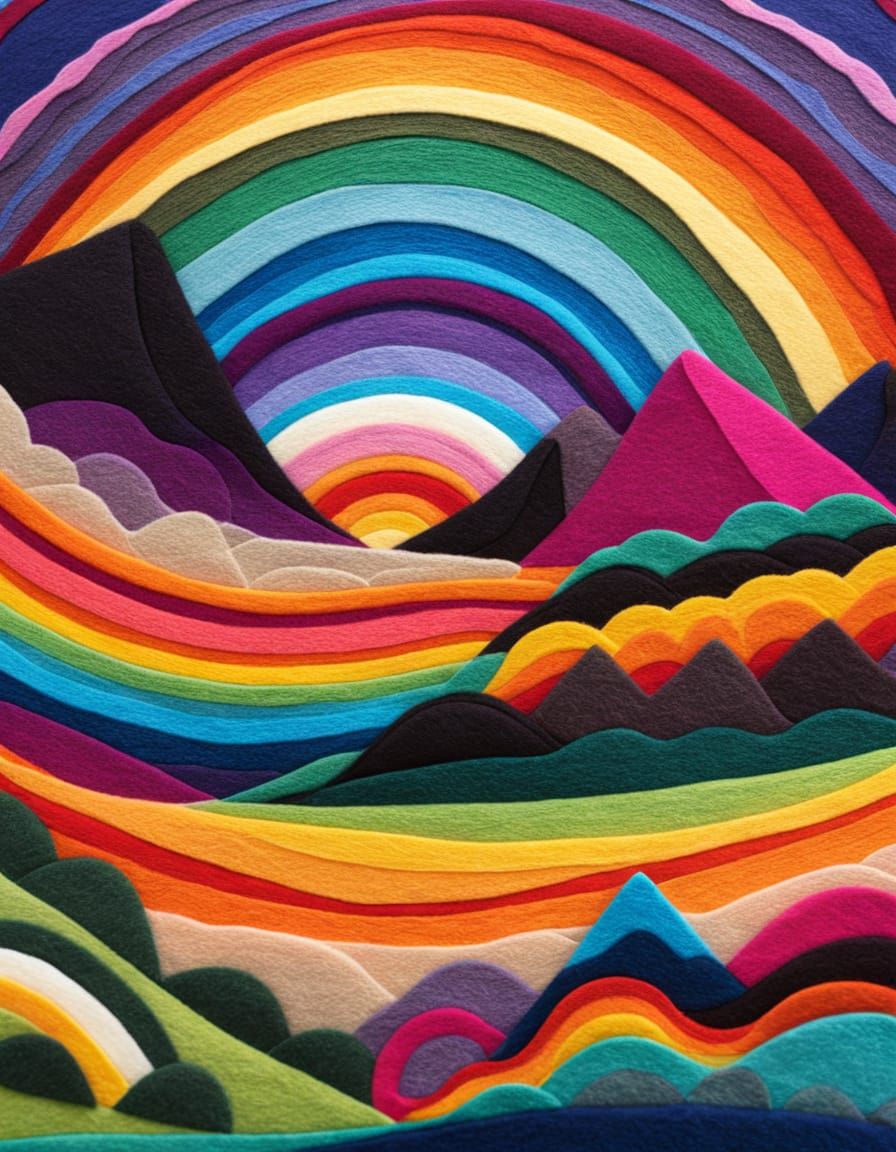 layered felt, felted cutouts, felt art, felt fabric collage