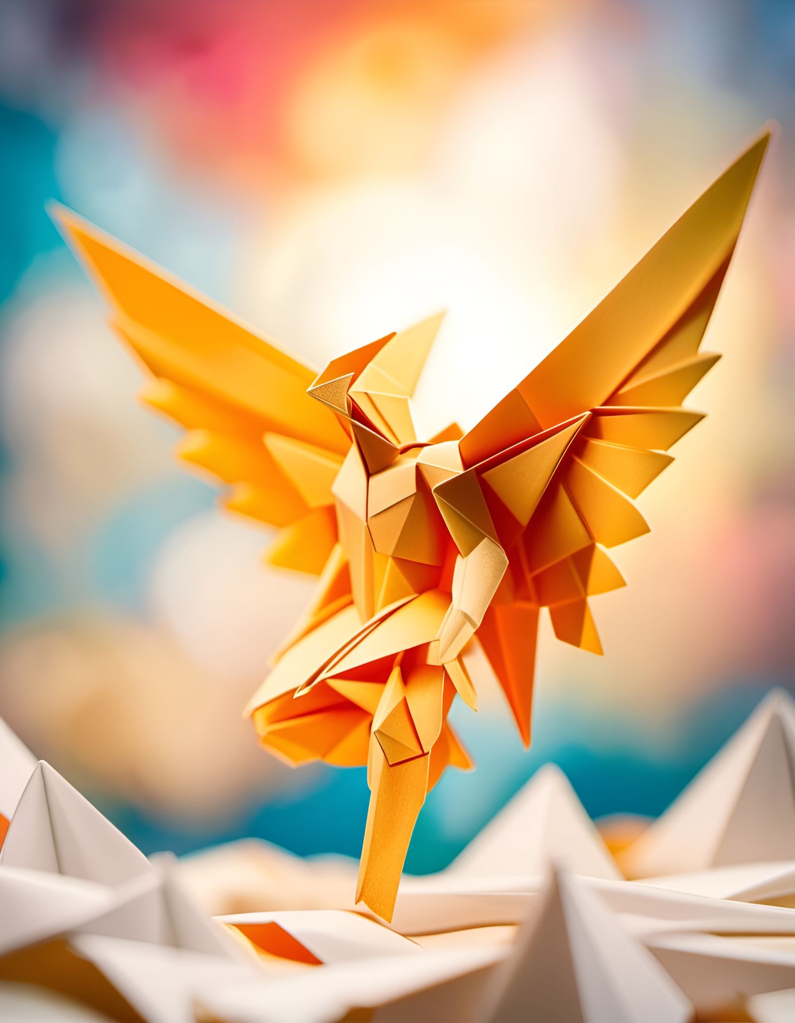 Origami Icarus Papercraft in Soft Focus