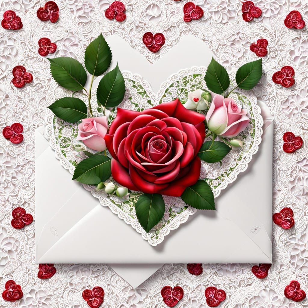 Digital Art of a Heartfelt Valentine's Bouquet in Vibrant Co...
