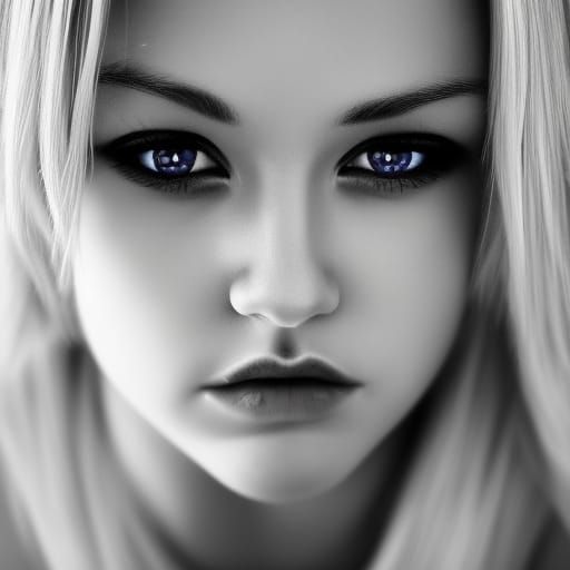 Dramatic Portrait of Blonde Woman with Blue Eyes