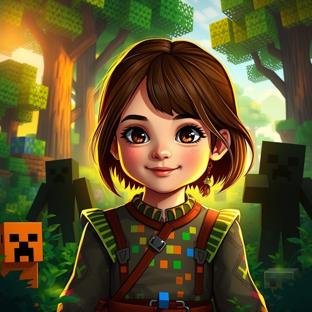 Gentle Girl Embarks on a Blocky Adventure