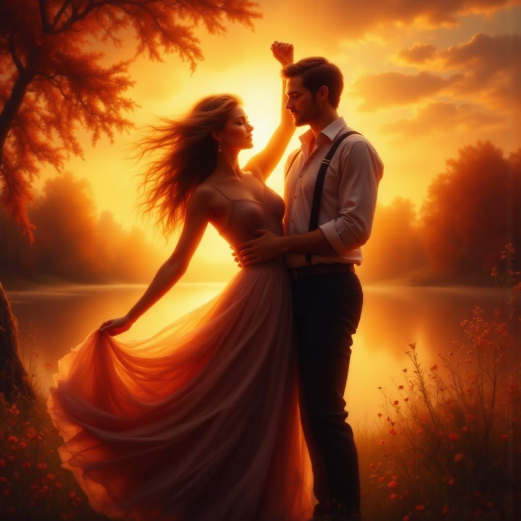 Couple Dancing at Golden Hour Sunset