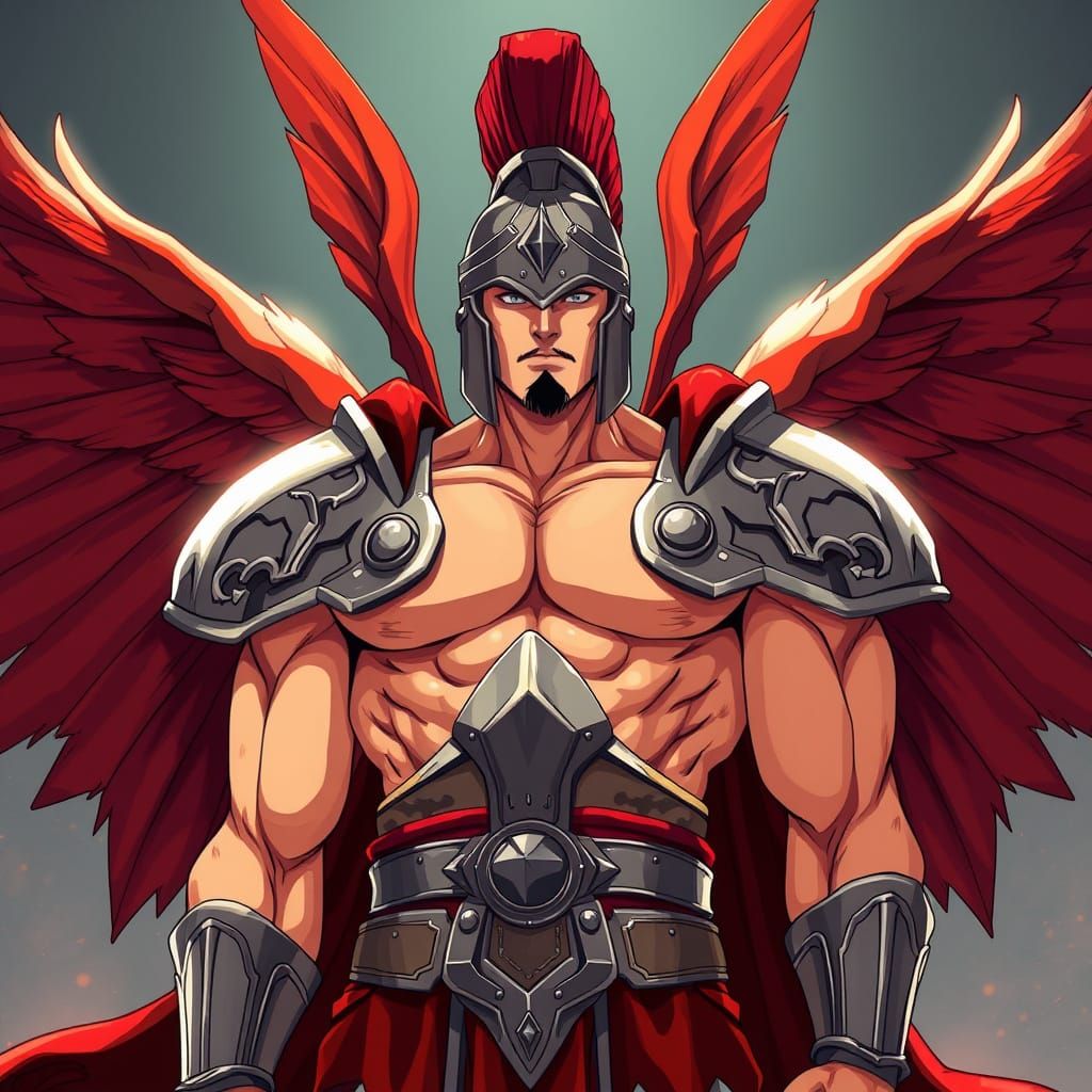 Muscular God of Honor in Epic Anime Style