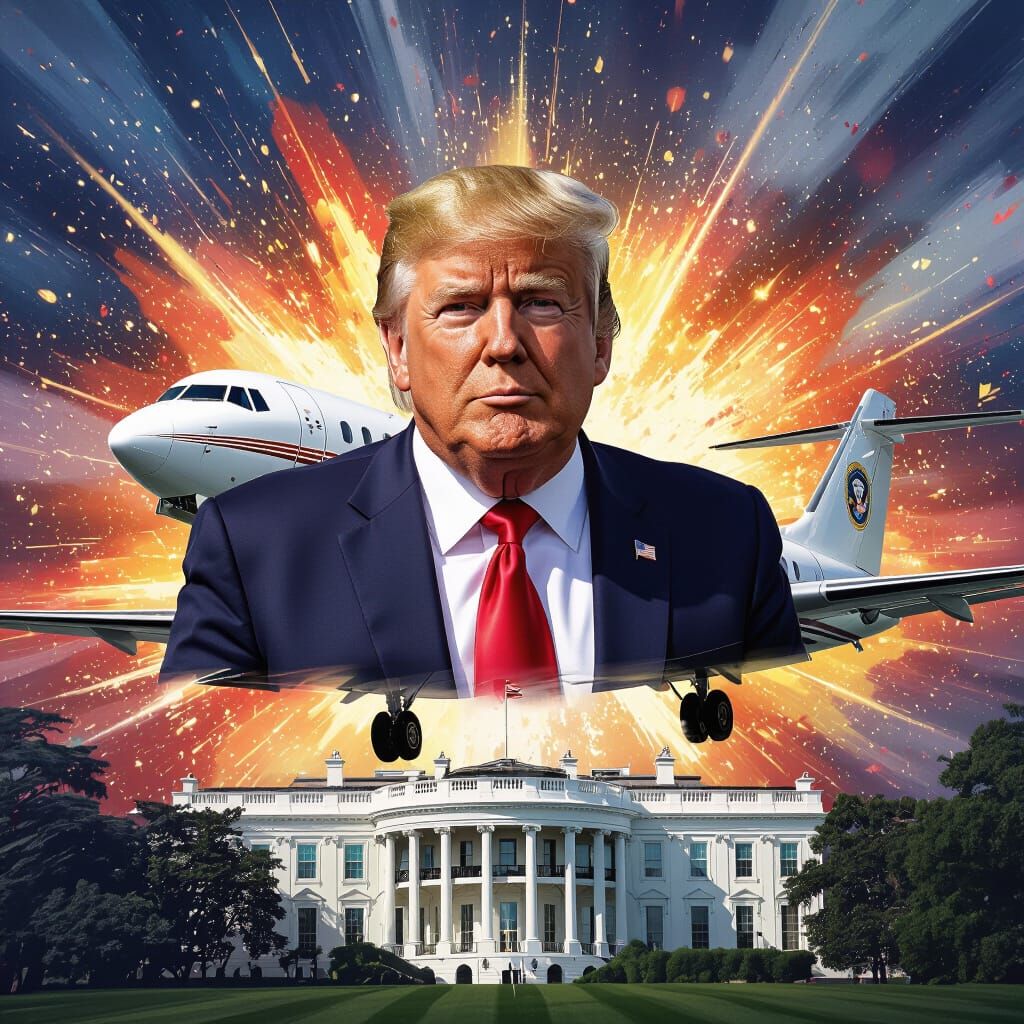 Donald Trump Flying Plane Towards White House in Splash Art ...