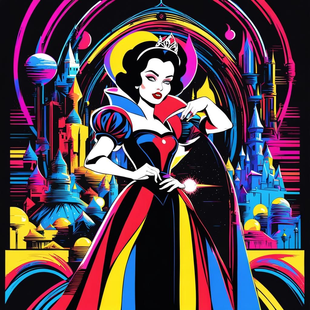 Evil Queen in Synthwave Neon Retro Style