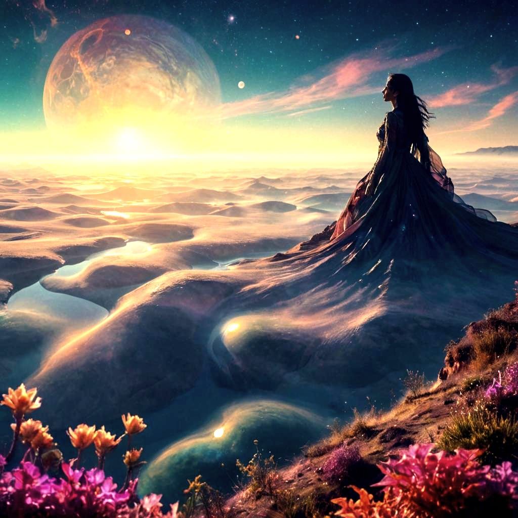 Ethereal Double Exposure Portrait on Alien Planet