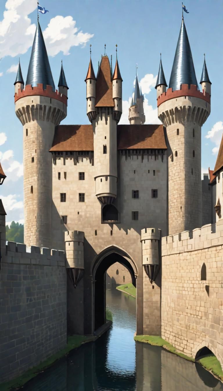 Castle Turret Spanning The Moat