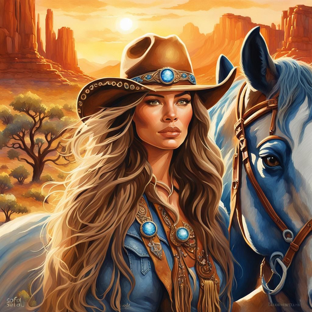 Sofia Vergara as Cowgirl Heroine in Fantasy Landscape