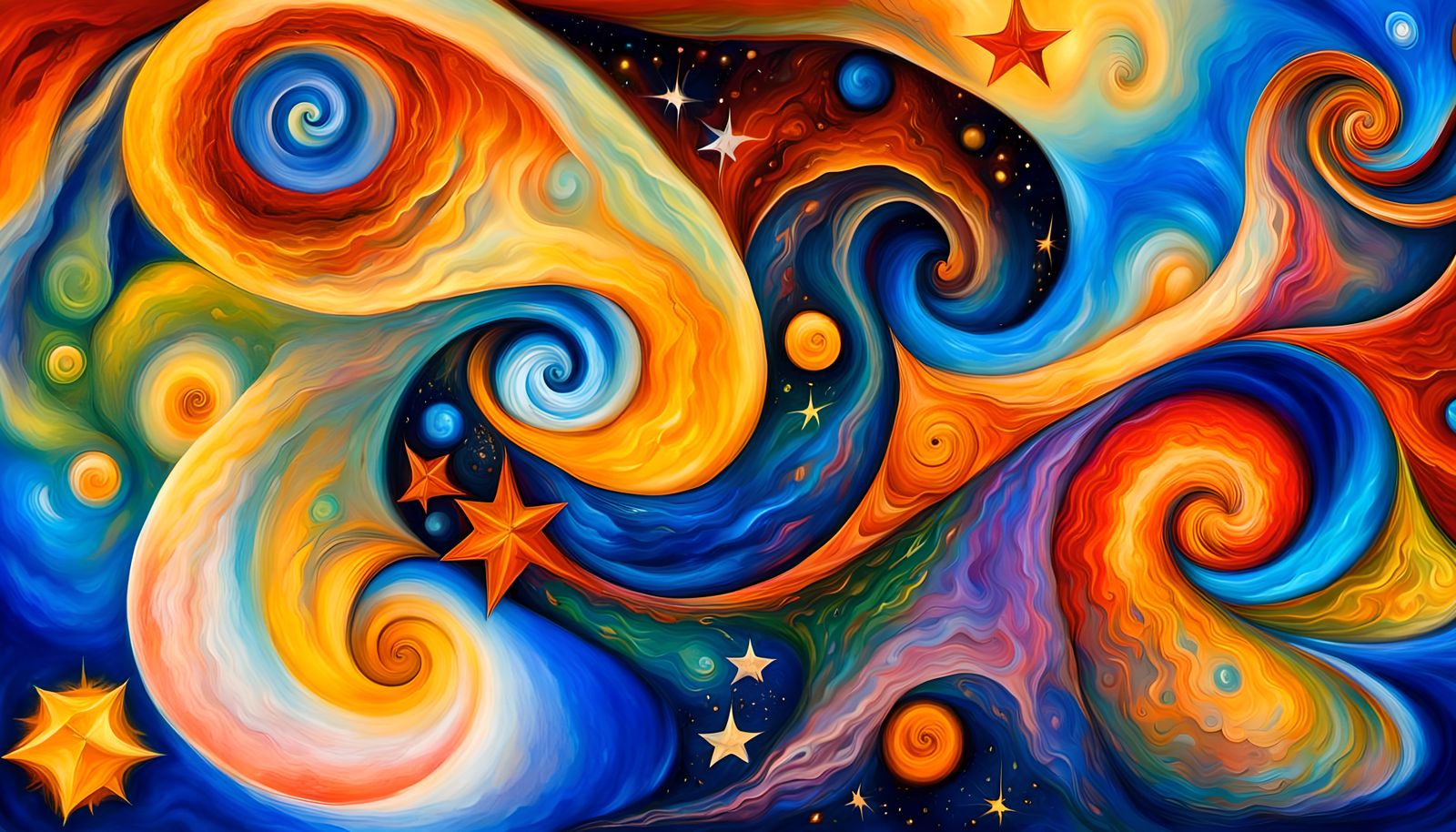 Cosmic Star Cluster in Vivid Impasto Oil