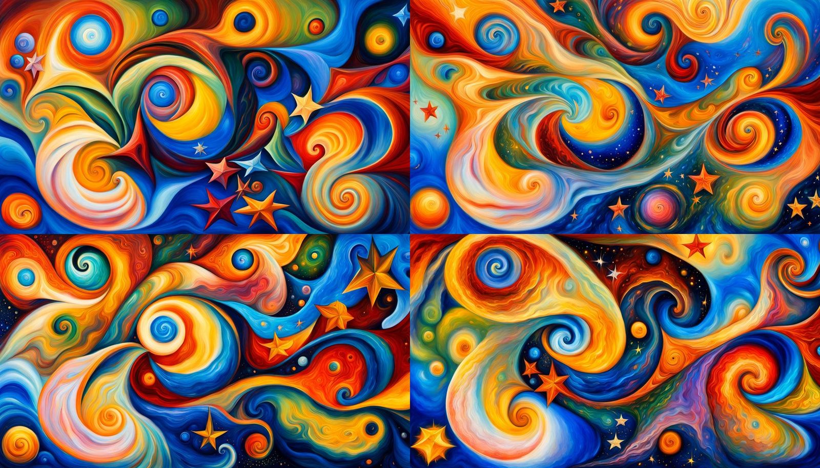 Iridescent Star Cluster in Impasto Oil Style