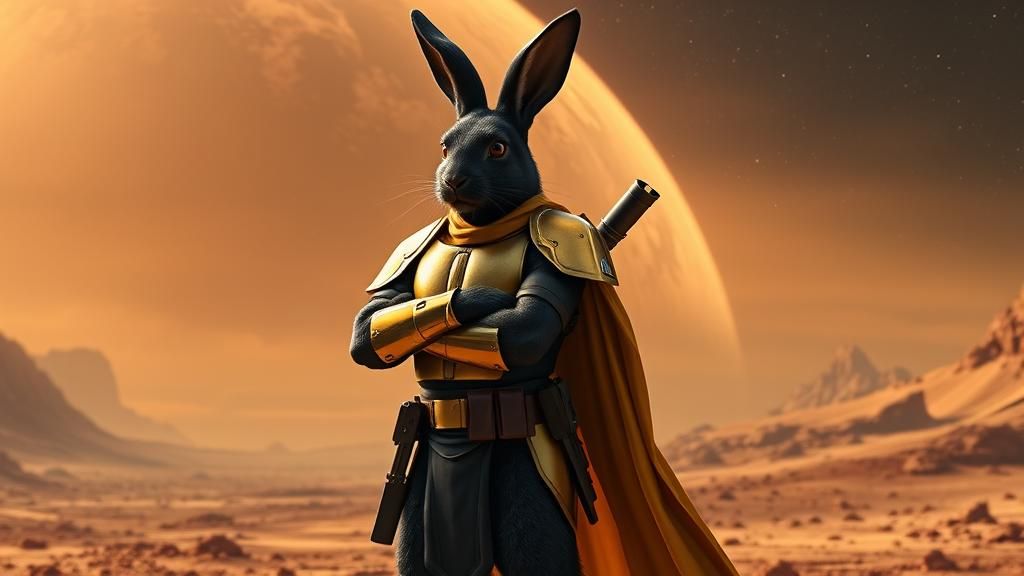 Black Rabbit Mandalorian on Mars in Sci-Fi Scene
