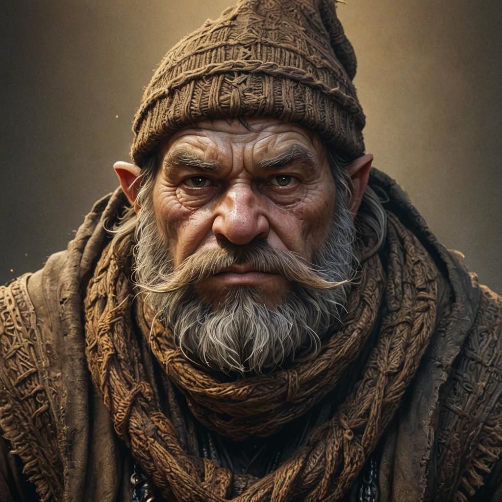 Gruff Dwarf Evoker Portrait in Vibrant Ink Wash