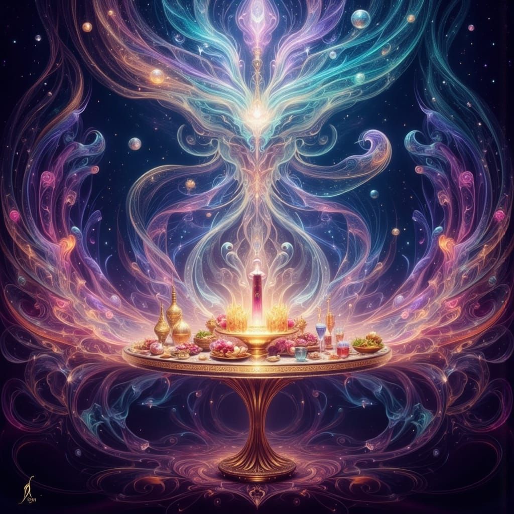 Enchanted Banquet Floating in Celestial Void