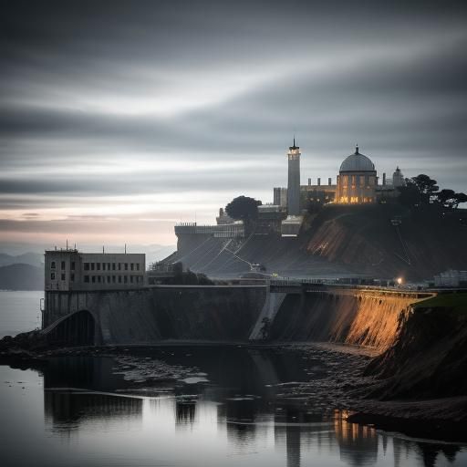 Dramatic Lighting on Alcatraz Island Prison