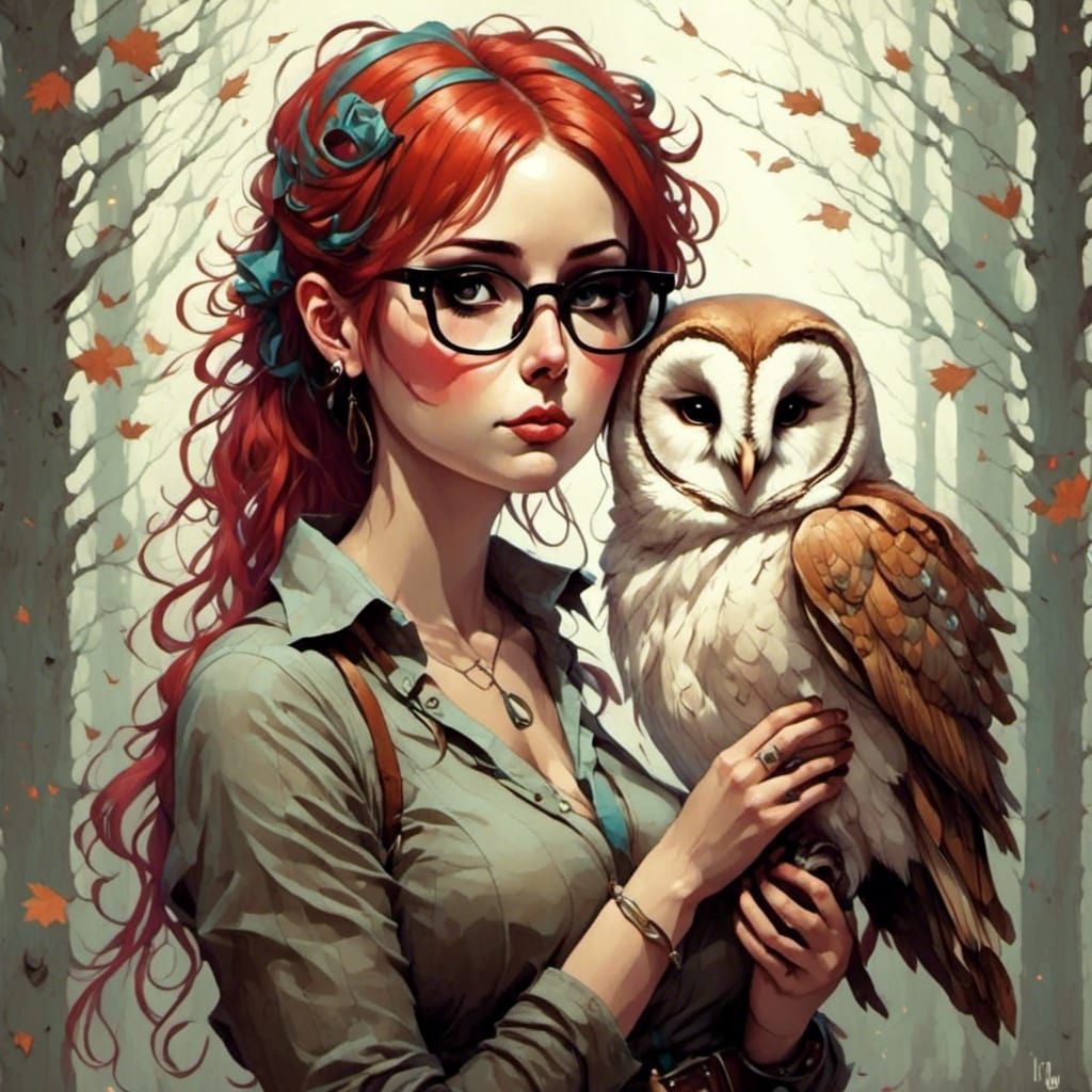 Barn Owl in Digital Enhancement Style