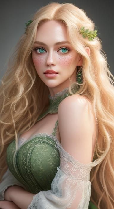 Striking Portrait of a Blonde Woman with Green Eyes