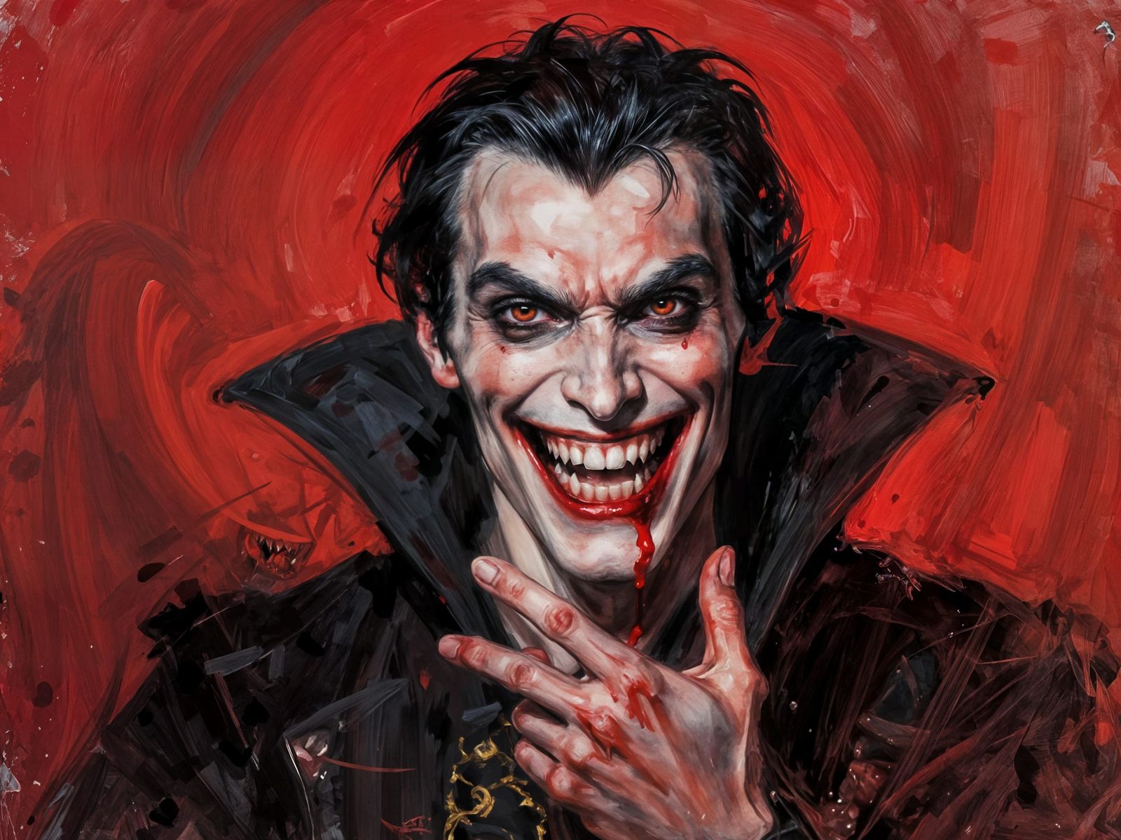 Count Dracula's Evil Grin in Expressionist Style