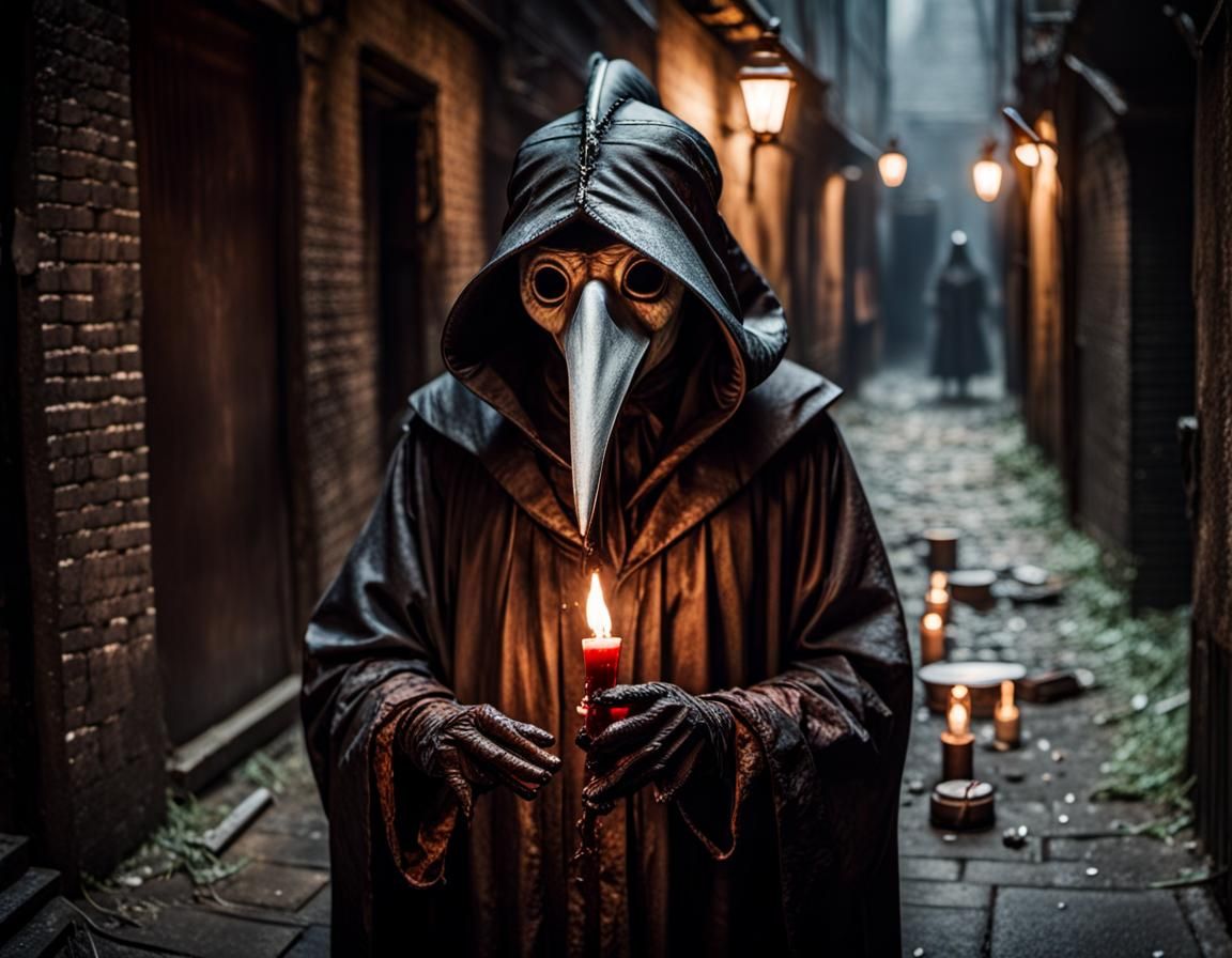 Horrifying Plague Doctor Ritual in Dark Alleyway