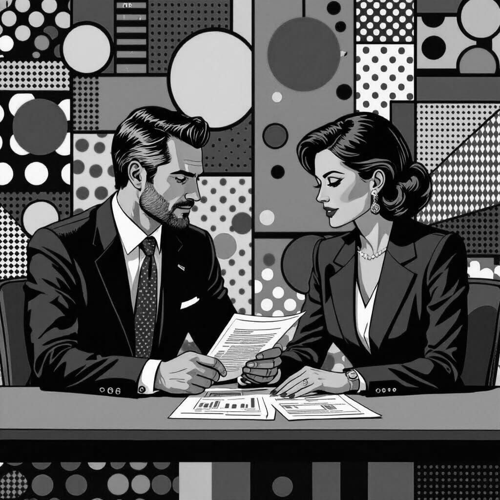 Pop Art: Business People Discussing Trade Data