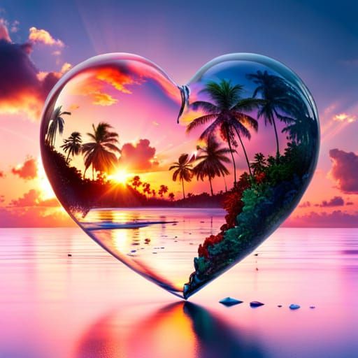 Shattered Glass Heart Reveals Tropical Rainforest