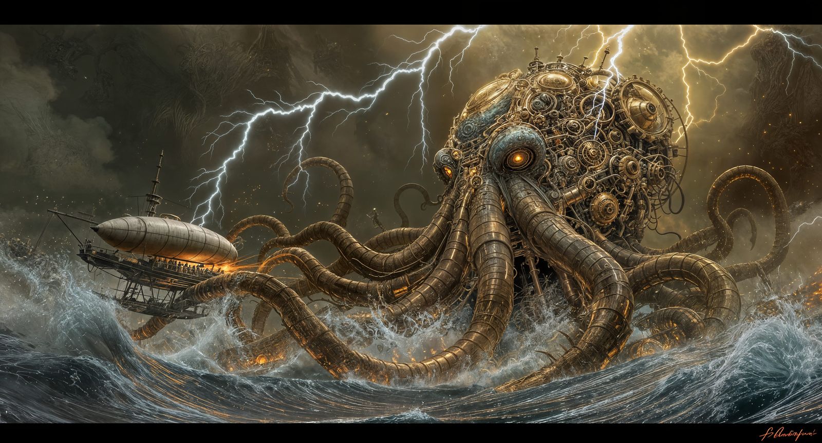 Steampunk Cthulhu Rises from the Depths