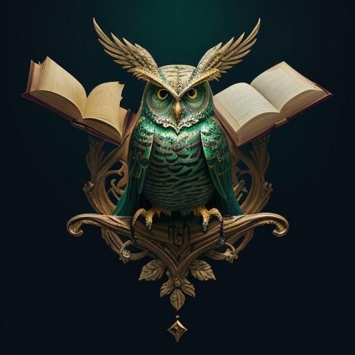 Magical Hogwarts-Inspired Logo with Owl and Book