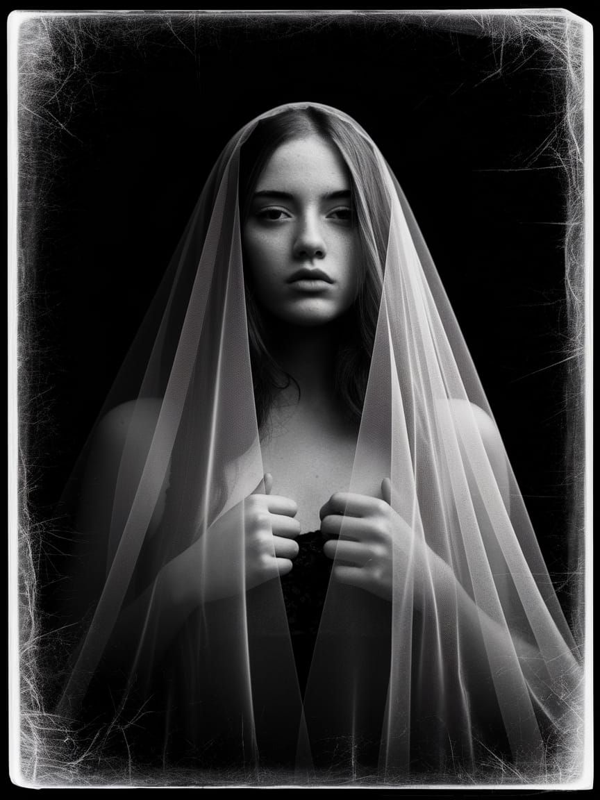 Ethereal Woman Emerging from Darkness: Fine Art Photography