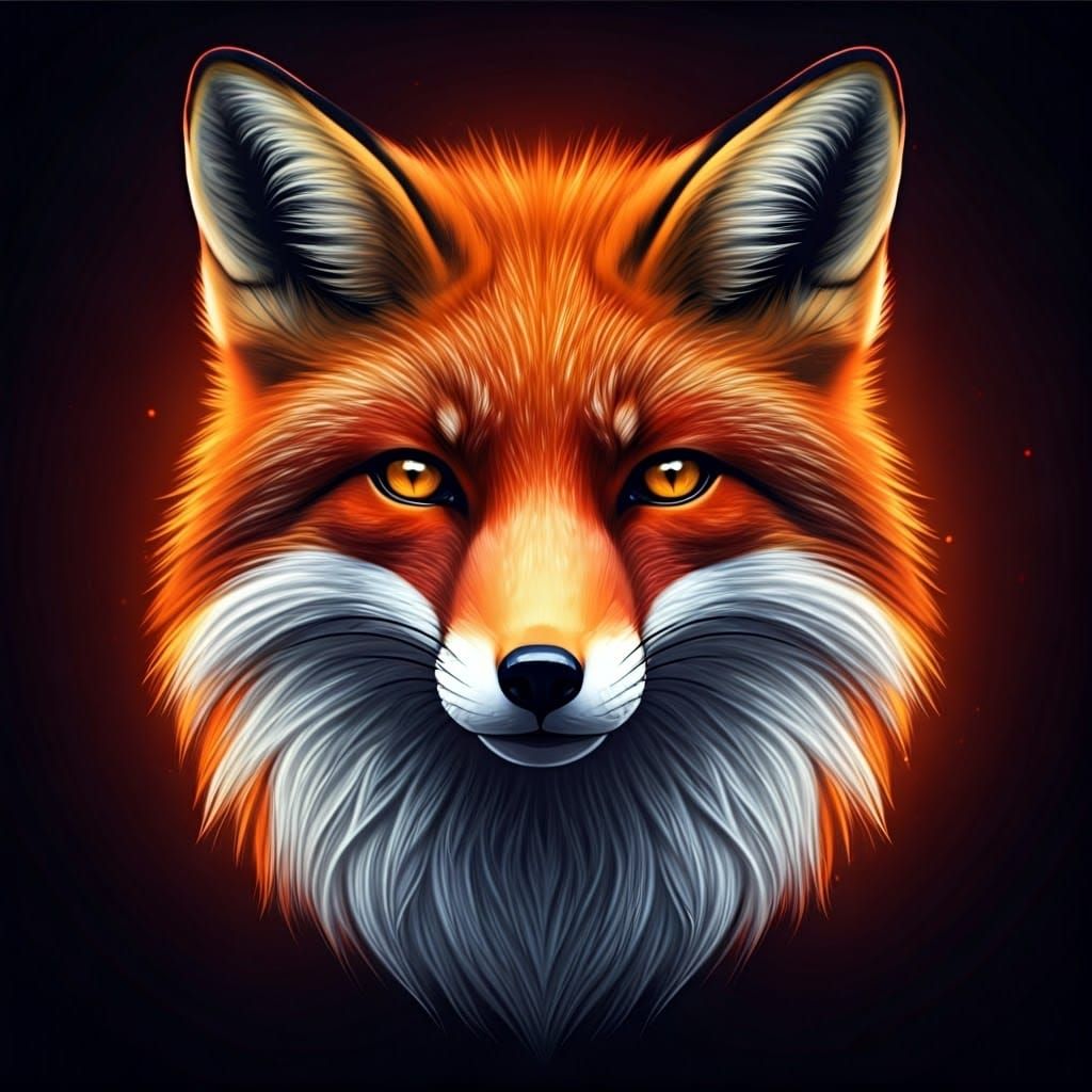 Realistic Fantasy Fox Portrait in Airbrush Style