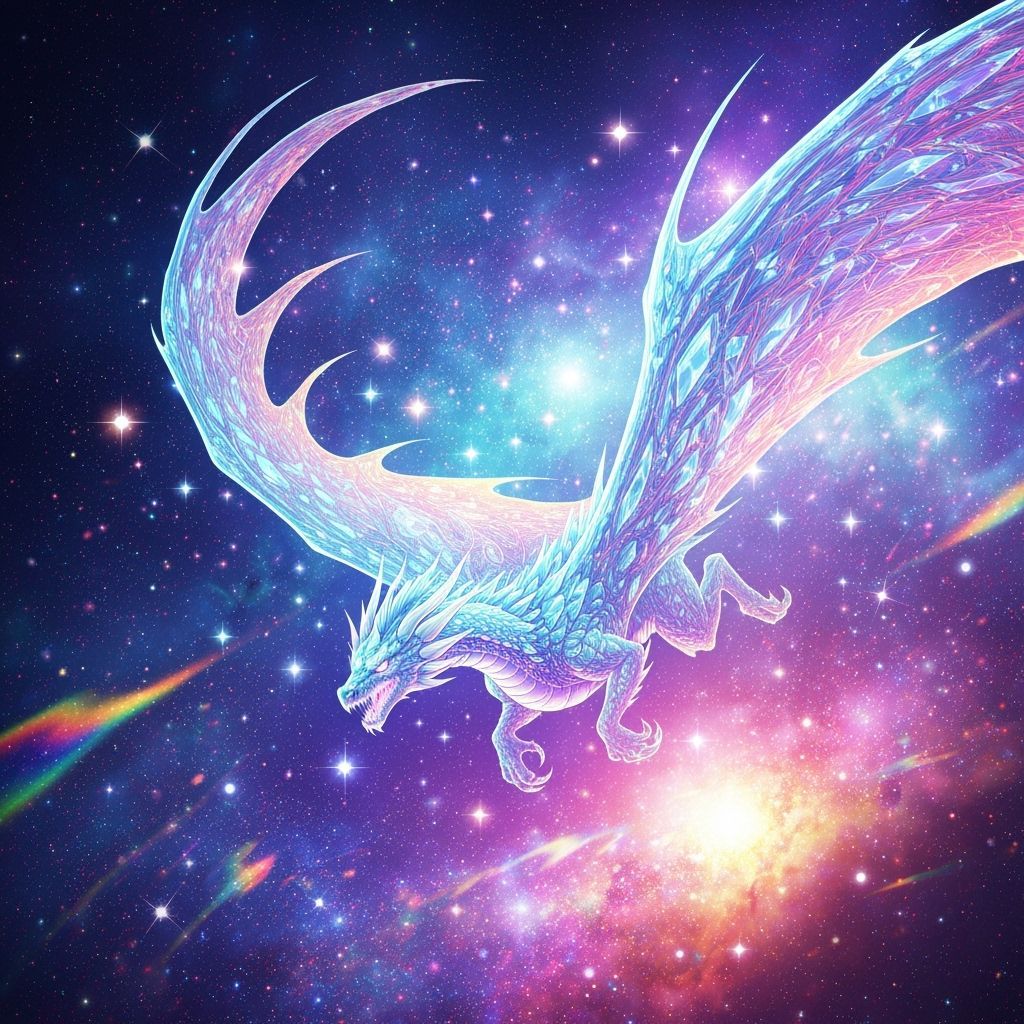 Ethereal Dragon Soaring Through Psychedelic Nebula