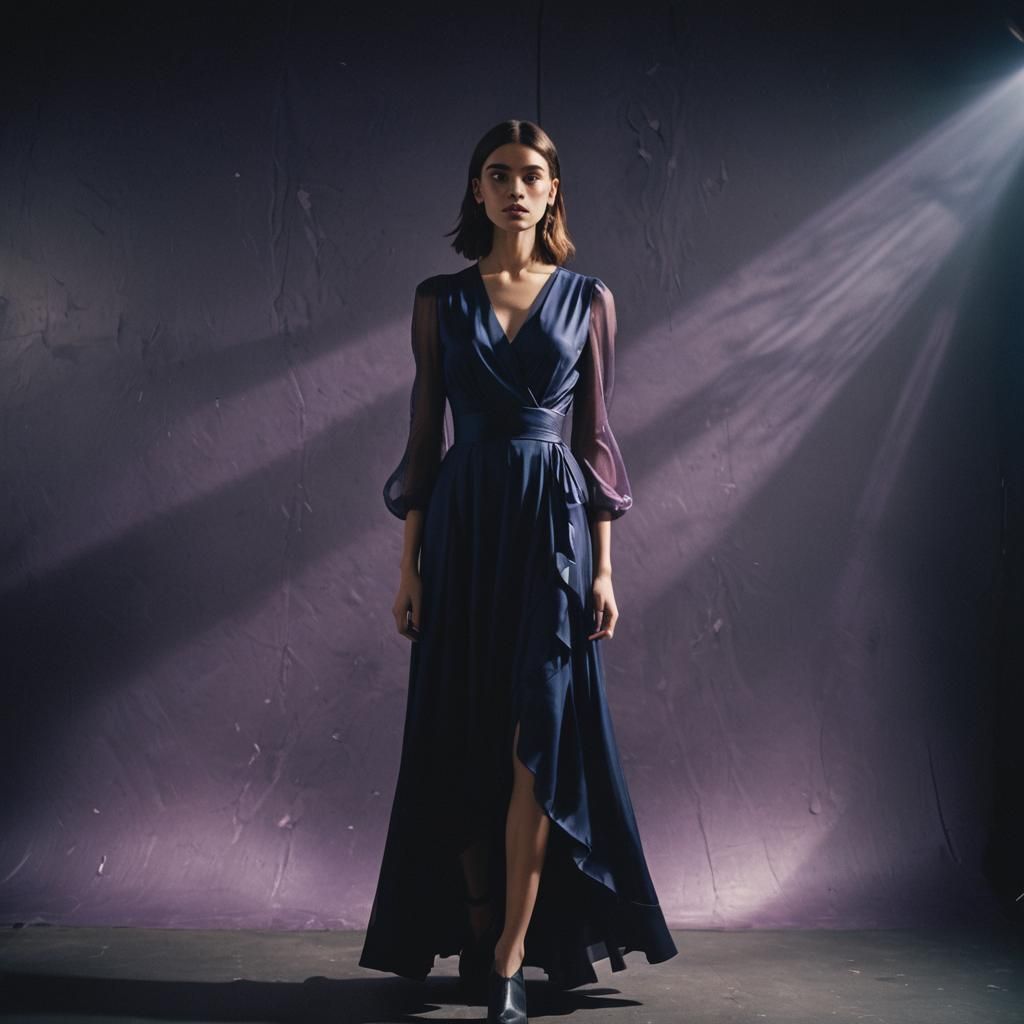 High-Fashion Model in Moody Cinematic Photo