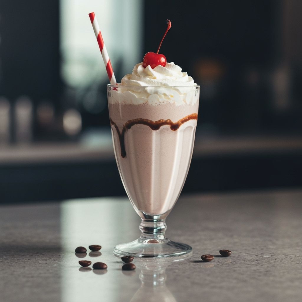 Hyper-Realistic Comic Chocolate Milkshake with Coffee Beans