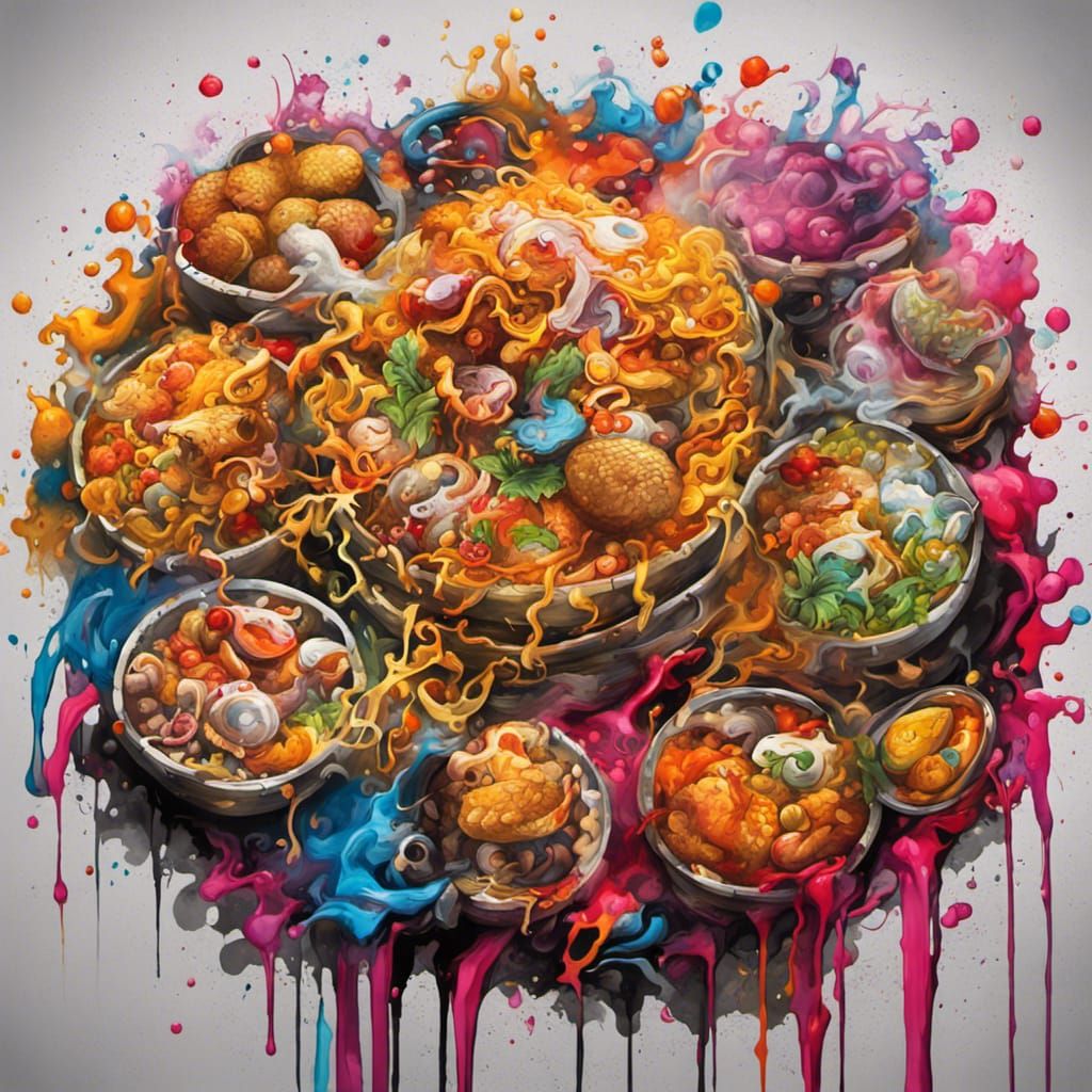 Colorful Biriyani Graffiti Art in Street Style