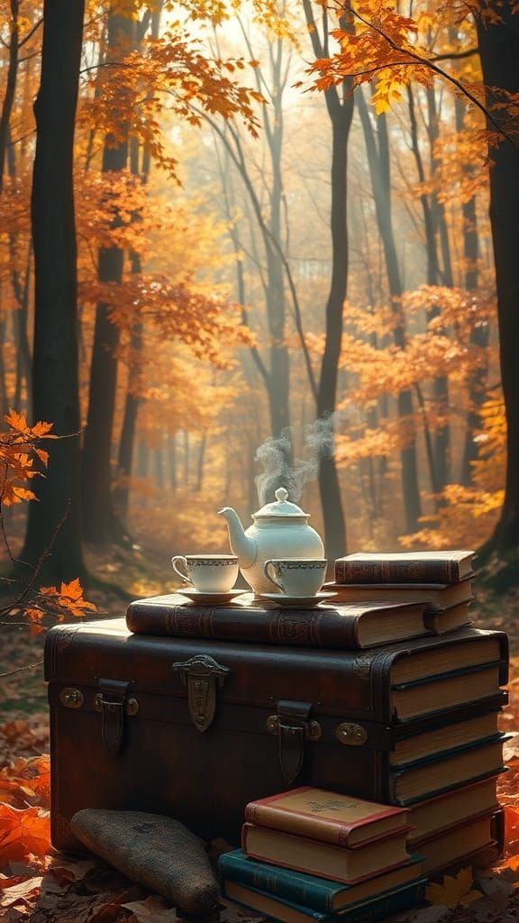 Cozy Autumn Forest Scene in Romantic Style