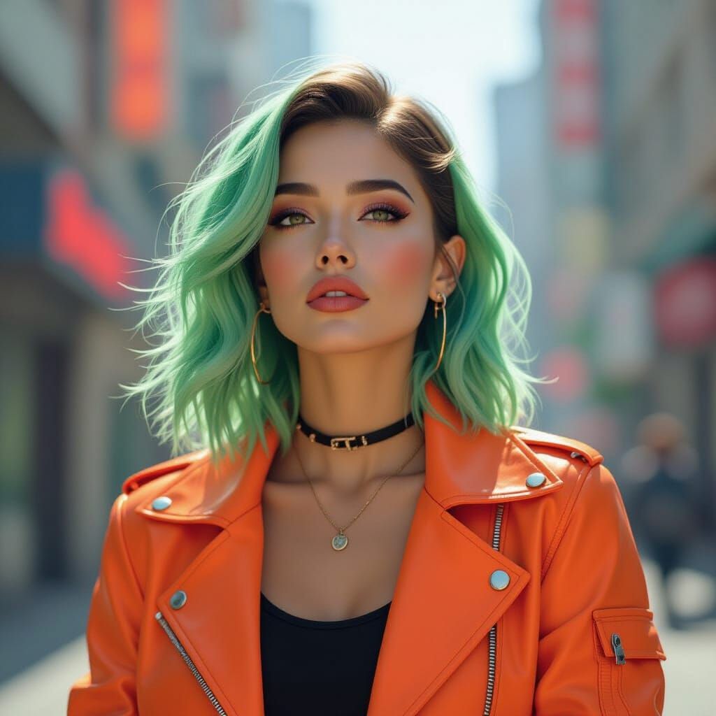 Neon Woman in Futuristic Surreal Style