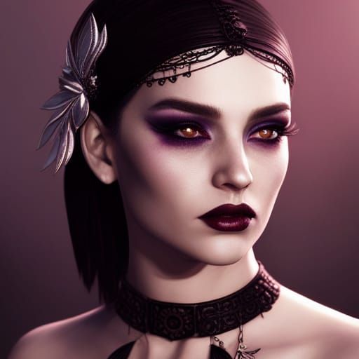 Gothic Girl with Jewelry in Fantasy Art Style