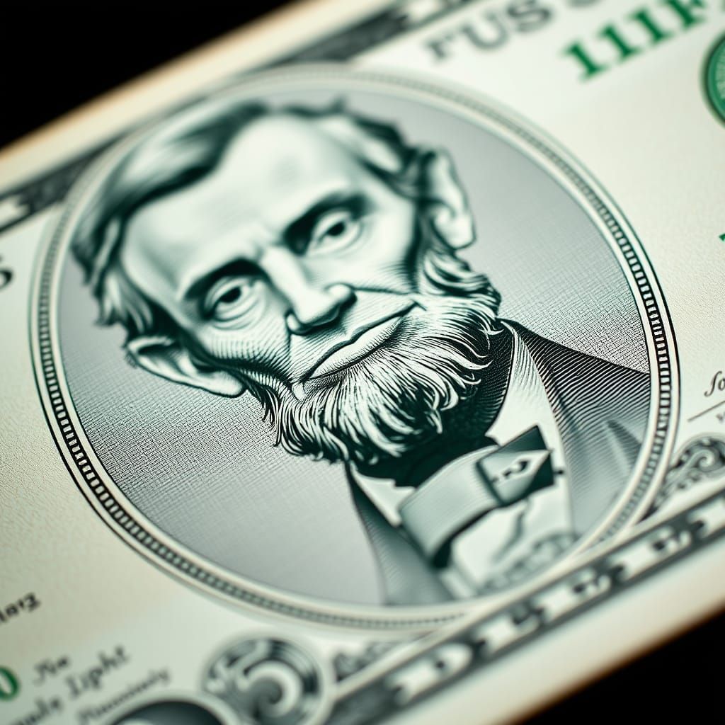 High-Resolution Close-Up of a Five-Dollar Bill