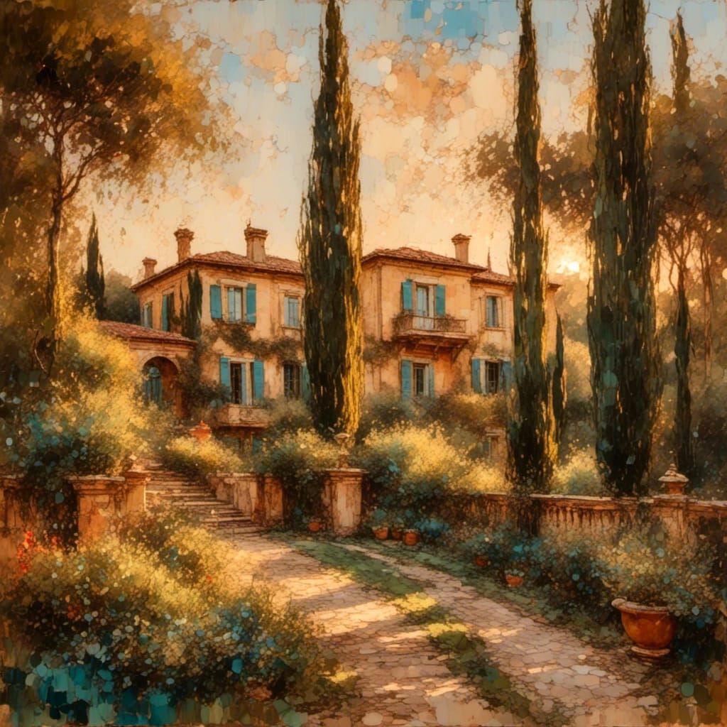 Tuscan Villa in Impressionist Style