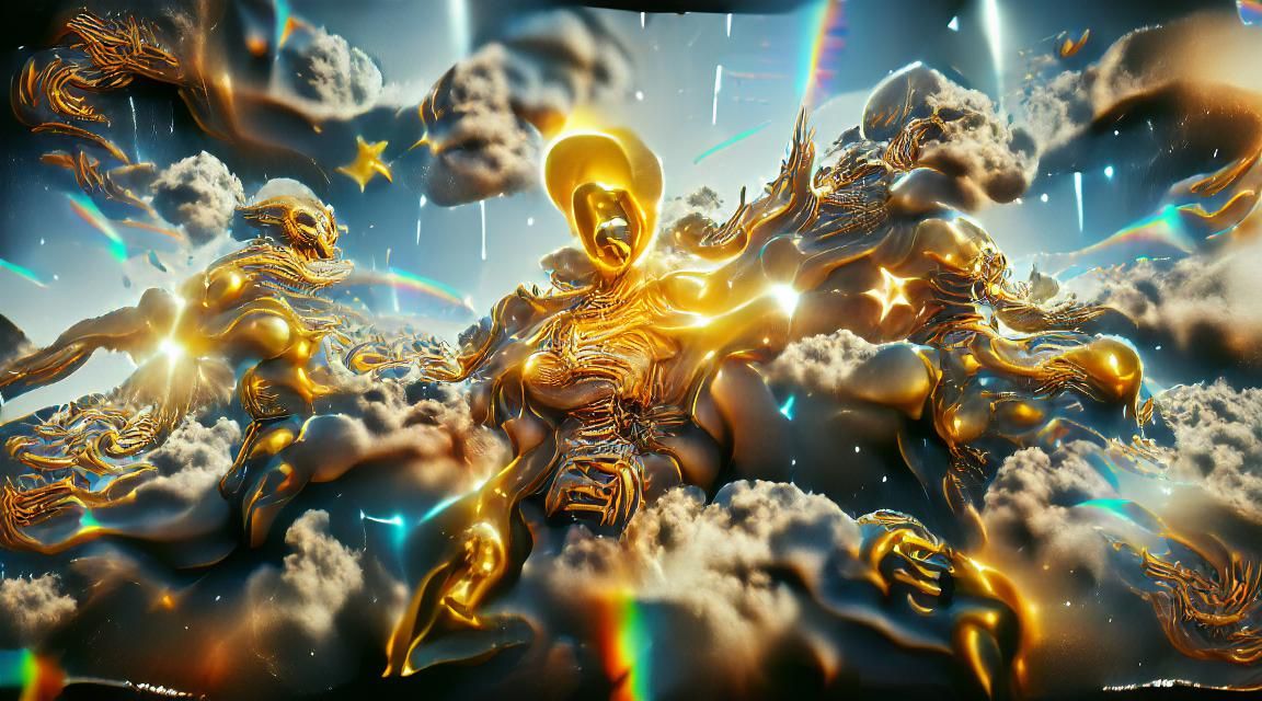 Golden Gods in Cosmic Astral Illustration