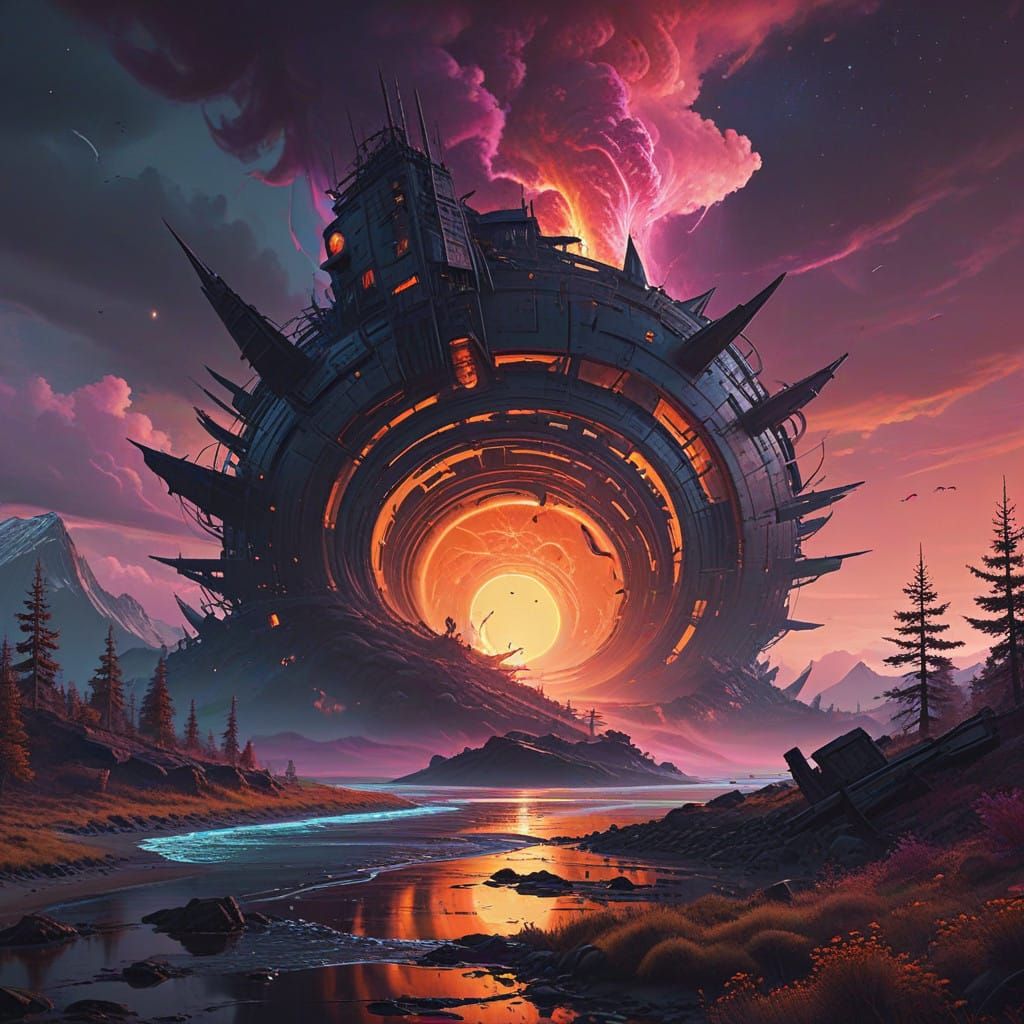 Cosmic Whirlpool in Vibrant, Swirling Patterns