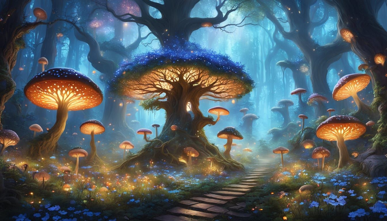 Whimsical Forest Sanctuary in Vibrant Colors