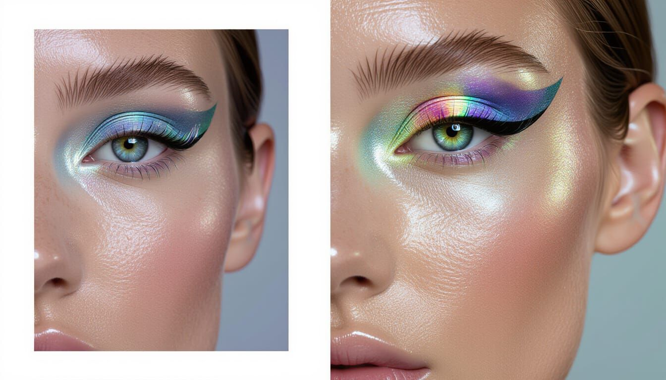 Hyper-Realistic Portrait with Cosmic Eyes and Gold Mask