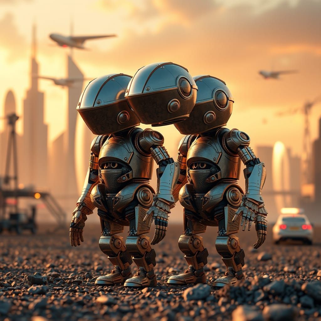 Futuristic Robot California Raisins in Sci-Fi City