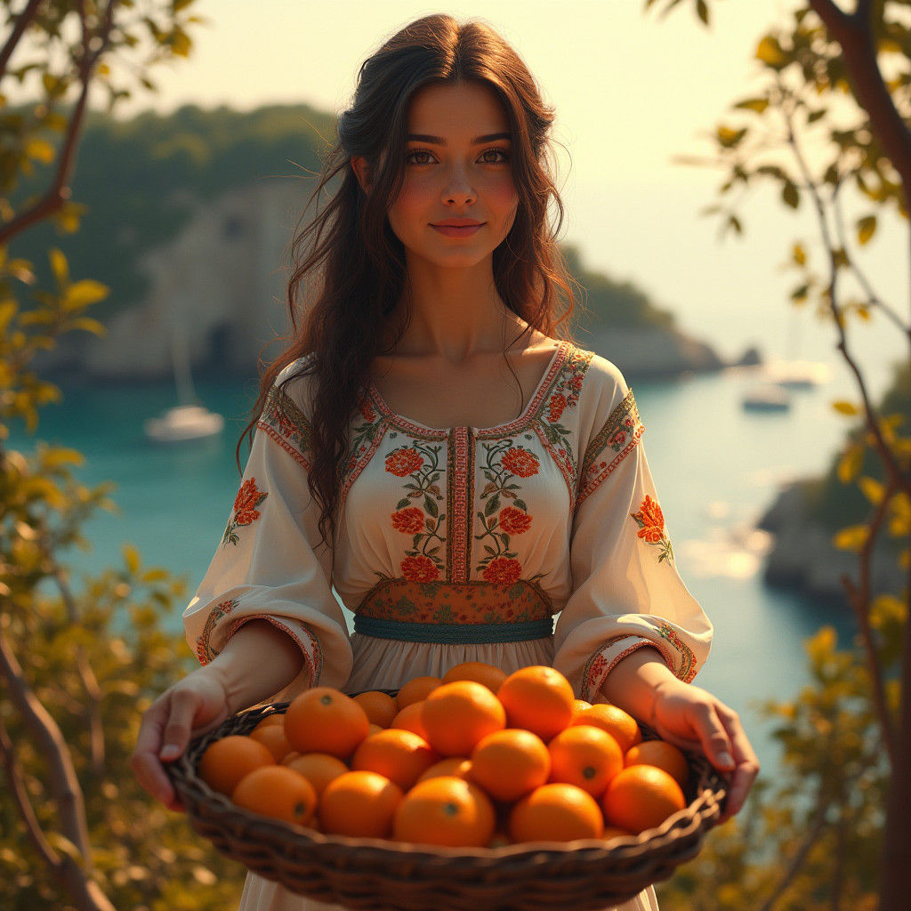 Sicilian Lady with Oranges: Fantasy Concept Art