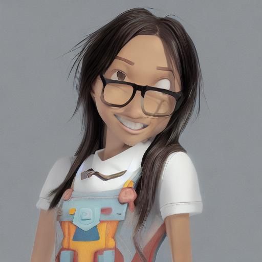 Asian Girl in White Hoodie: 3D Pixar-Style Render