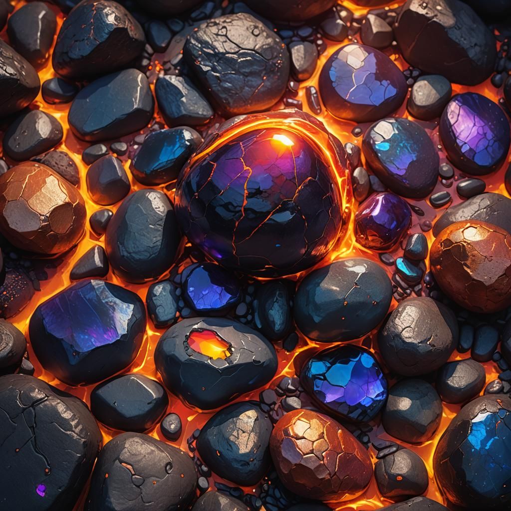 Pele's Healing Pebble: A Glimmering Fantasy Concept Art